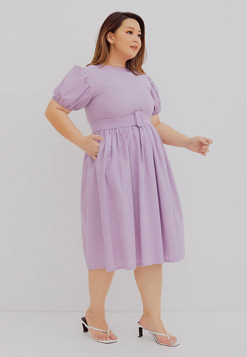 Puff Sleeve Dress Purple