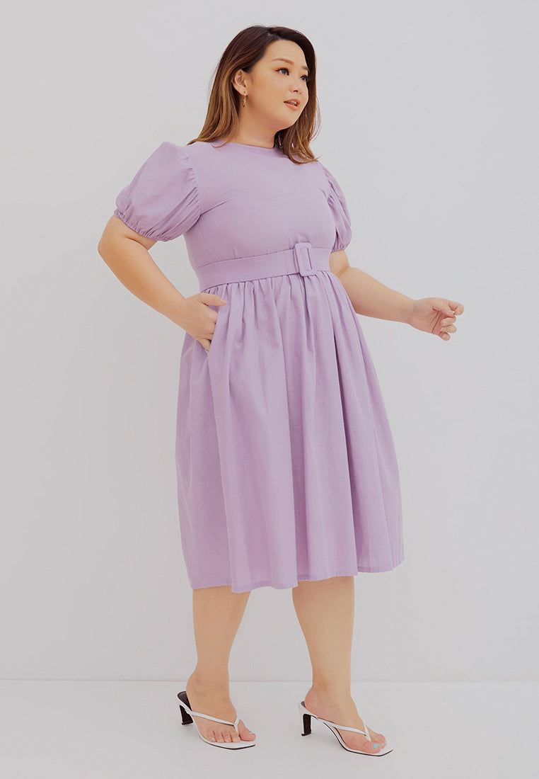 Puff Sleeve Dress Purple
