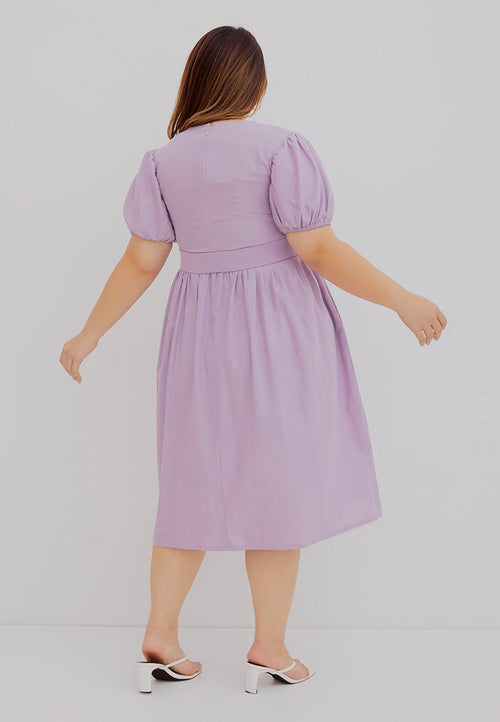 Puff Sleeve Dress Purple