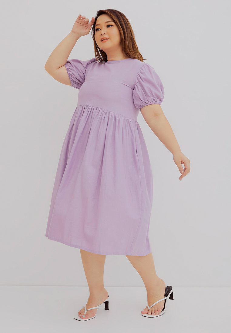 Puff Sleeve Dress Purple