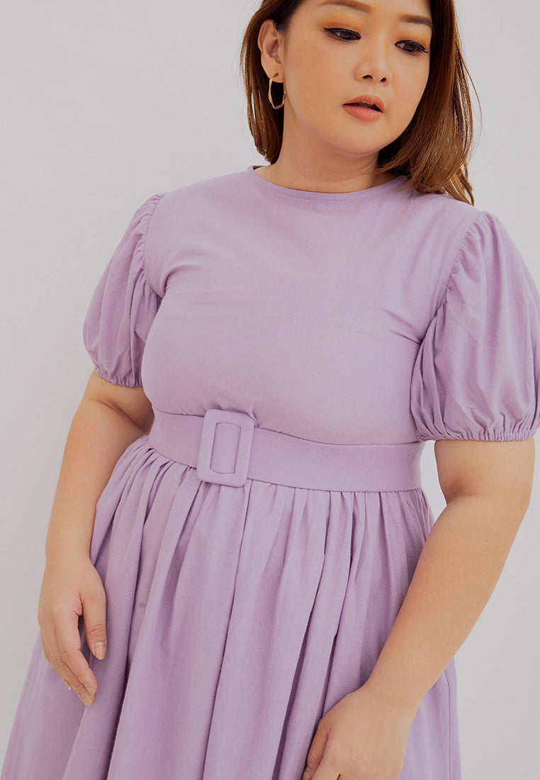 Puff Sleeve Dress Purple