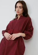 Basic Tunic Dress BURGUNDY In Cotton Linen