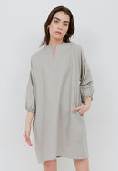 Basic Tunic Dress GREY In Cotton Linen