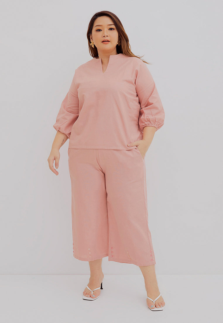 Basic Tunic Shirt BLUSH In Cotton Linen