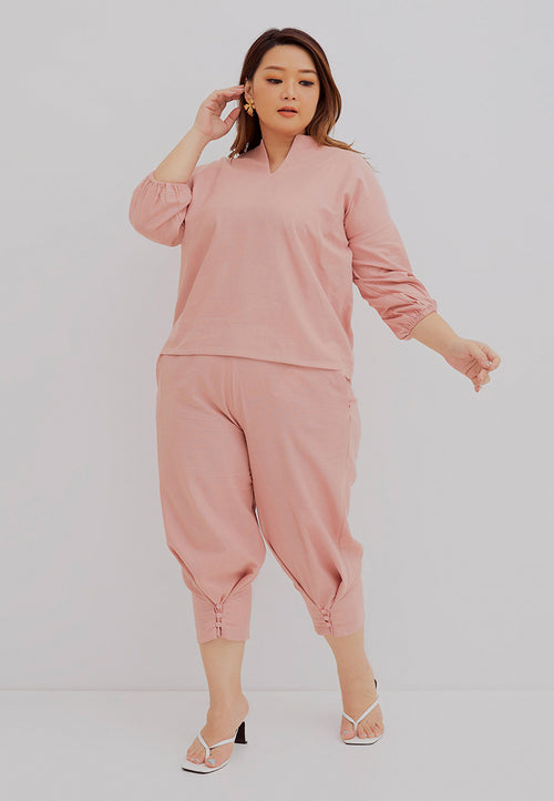 Basic Tunic Shirt BLUSH In Cotton Linen