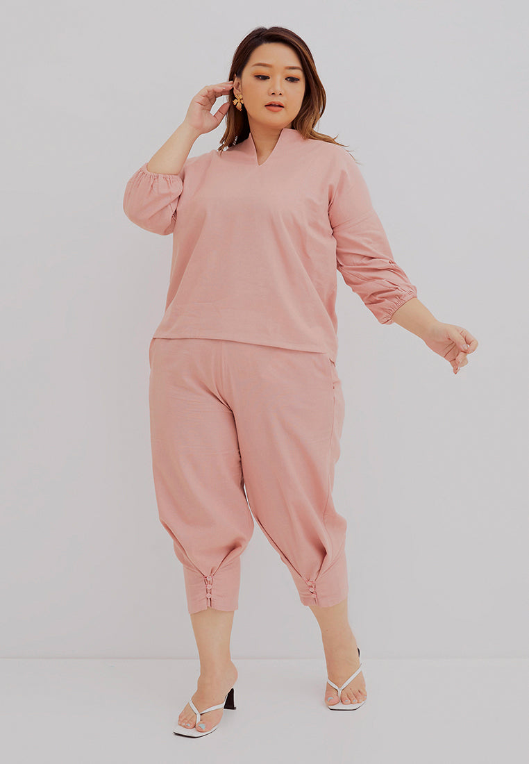 Basic Tunic Shirt BLUSH In Cotton Linen