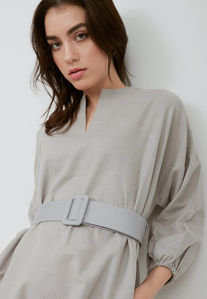 Basic Tunic Dress GREY In Cotton Linen