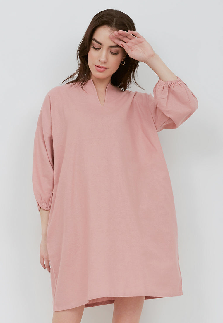 Basic Tunic Dress BLUSH In Cotton Linen