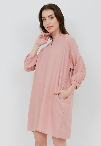 Basic Tunic Dress BLUSH In Cotton Linen