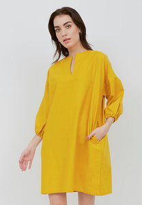 Basic Tunic Dress MUSTARD In Cotton Linen