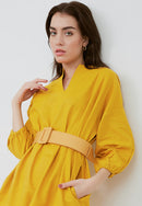 Basic Tunic Dress MUSTARD In Cotton Linen
