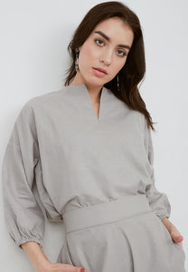 Basic Tunic Shirt GREY In Cotton Linen