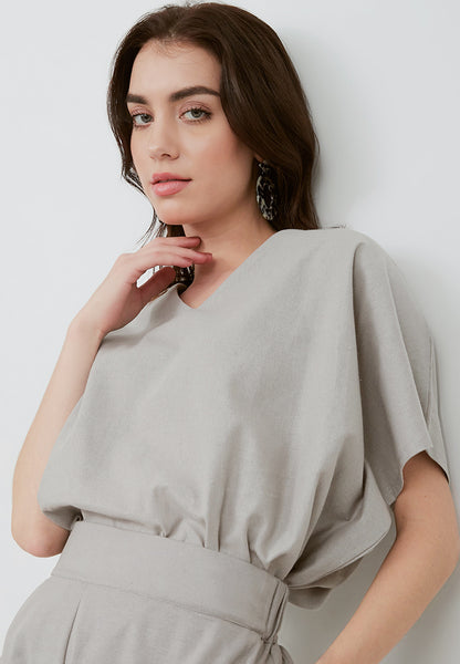 Basic Relax Top GREY In Cotton Linen