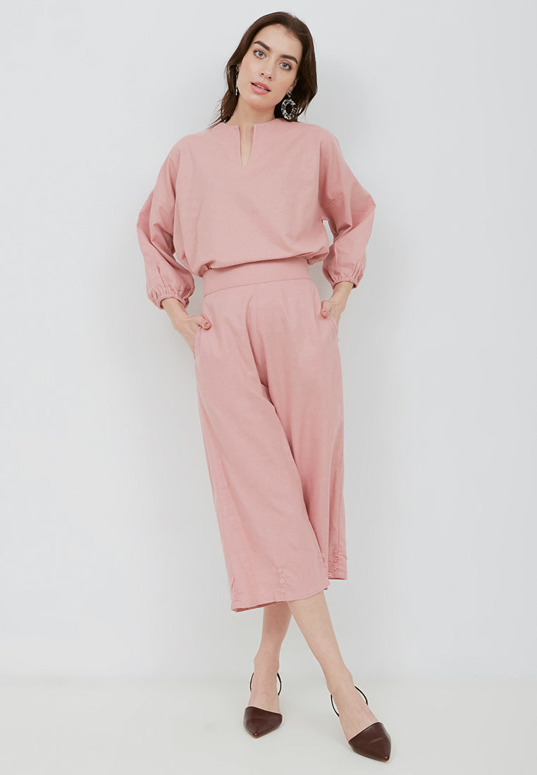 Basic Tunic Shirt BLUSH In Cotton Linen