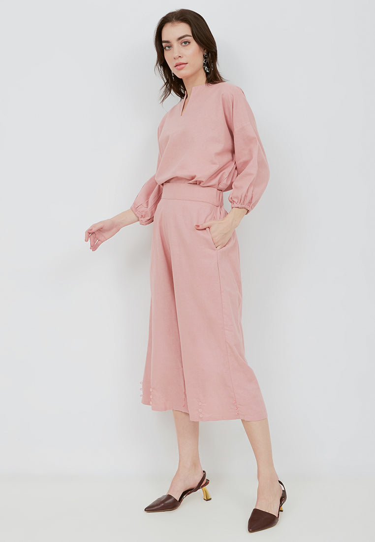 Basic Tunic Shirt BLUSH In Cotton Linen