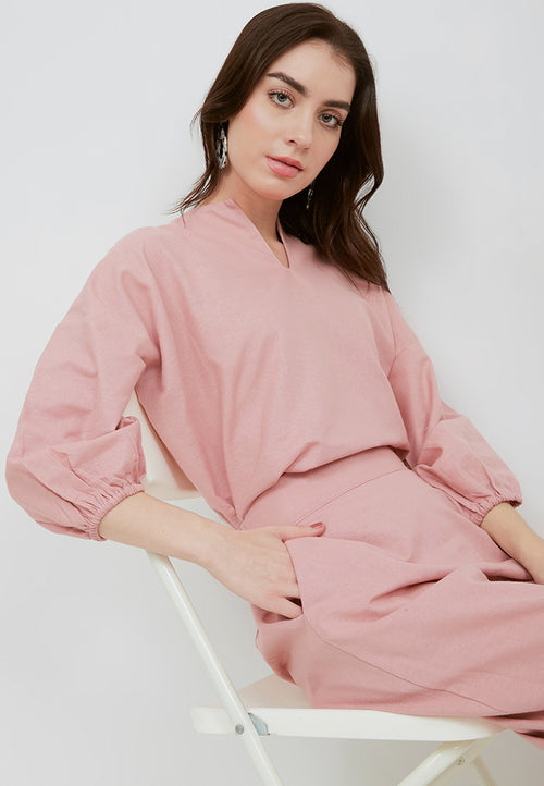 Basic Tunic Shirt BLUSH In Cotton Linen