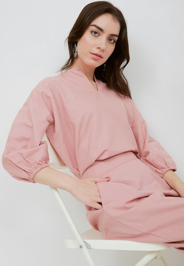 Basic Tunic Shirt BLUSH In Cotton Linen