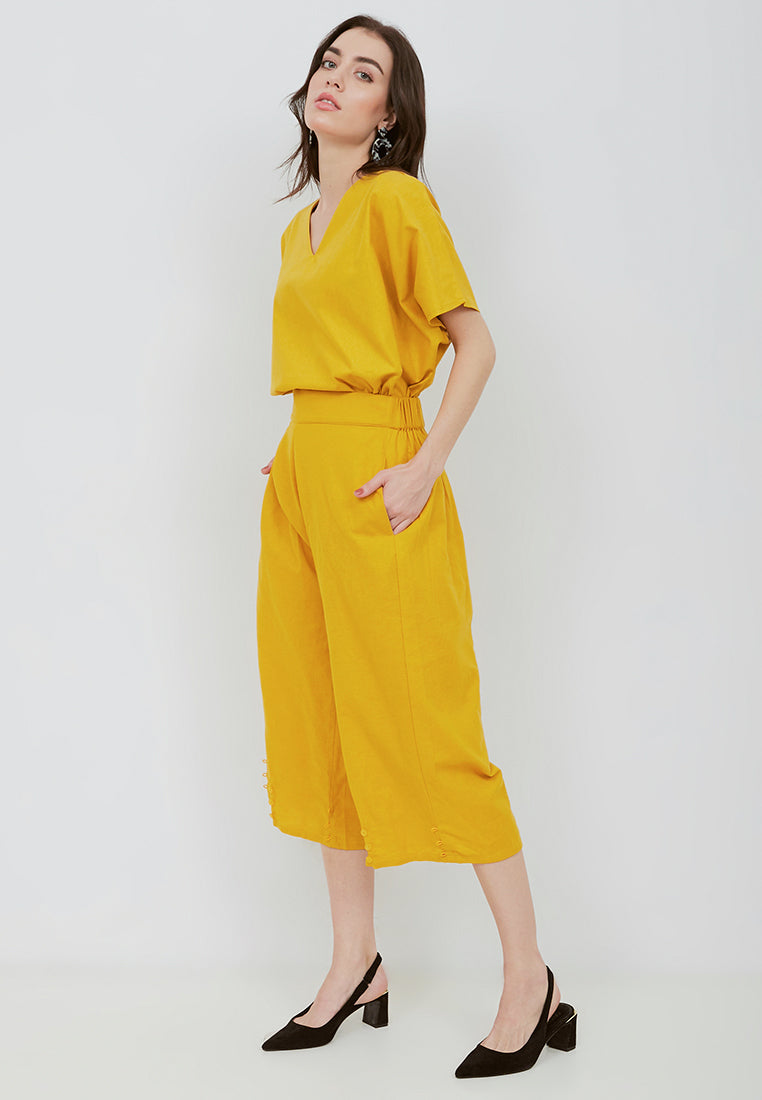 Basic Relax Top MUSTARD In Cotton Linen