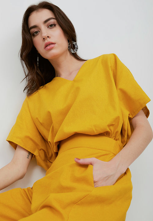 Basic Relax Top MUSTARD In Cotton Linen