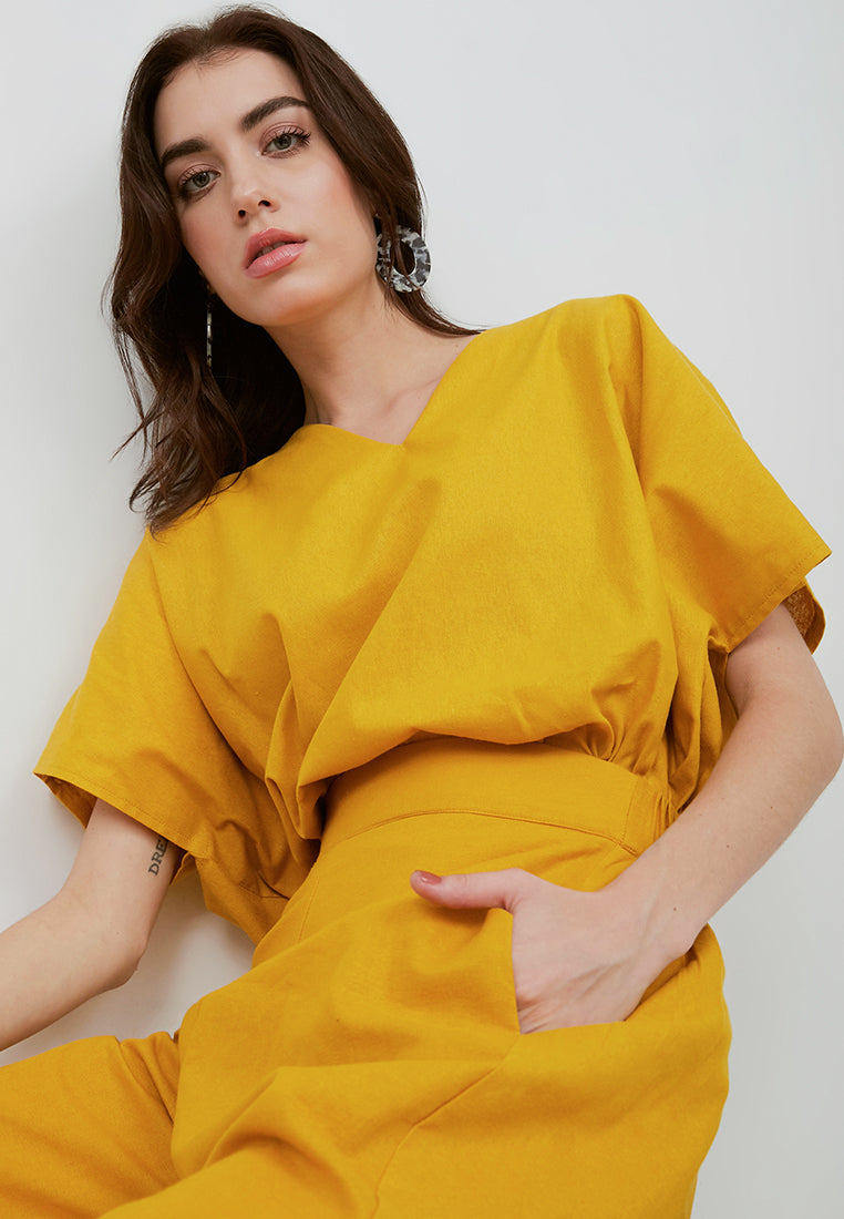 Basic Relax Top MUSTARD In Cotton Linen
