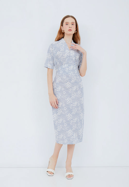 SAKURA さくら GREY Kimono Pencil Dress BATIK