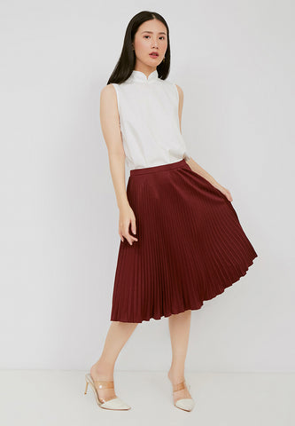 Basic Pleated Skirt Maroon