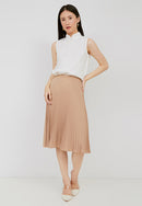 Basic Pleated Skirt Nude