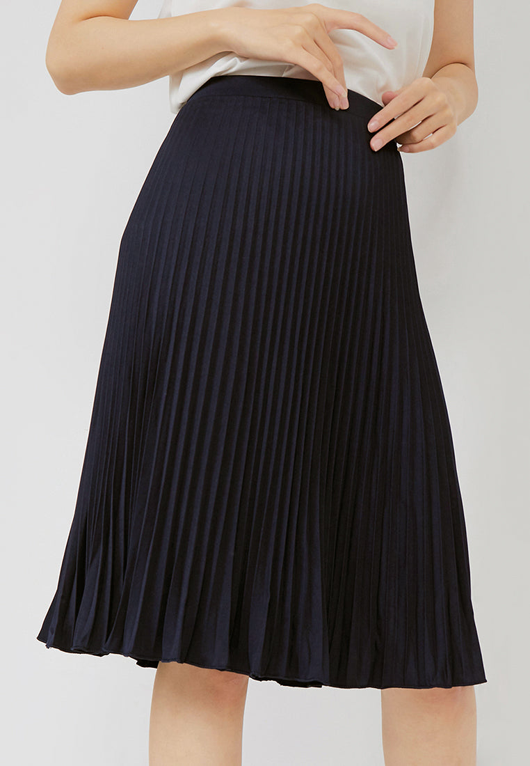 Basic Pleated Skirt Navy