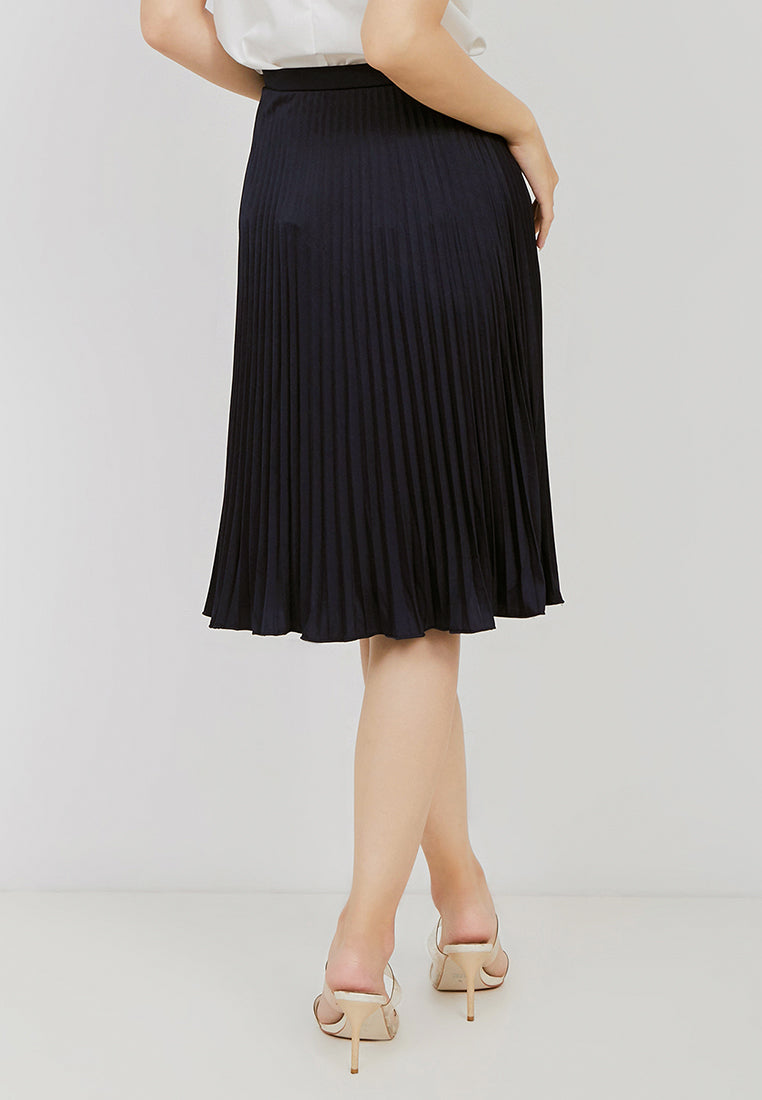 Basic Pleated Skirt Navy