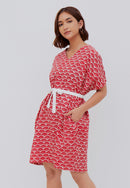 FANS RED Kimono Dress BATIK