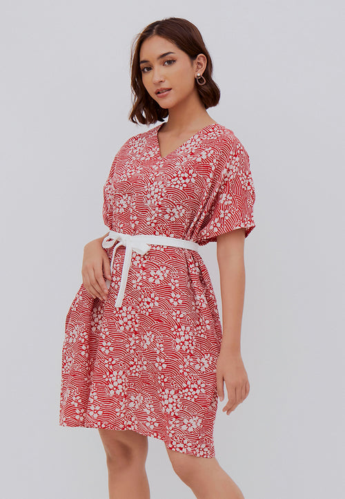 SAKURA さくら RED Kimono Dress BATIK