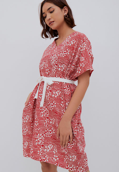 SAKURA さくら RED Kimono Dress BATIK