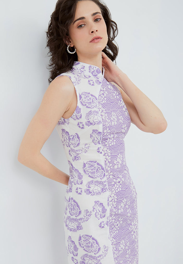 SAKURA さくら LILAC Batik Cheongsam Dress