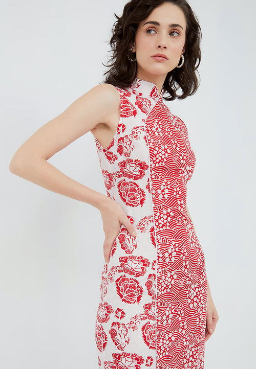 SAKURA さくら RED Batik Cheongsam Dress