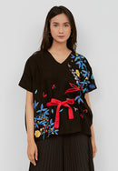 BLACK 花 HANA Embroidery Multiway Top