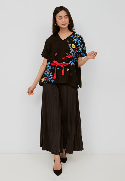 BLACK 花 HANA Embroidery Multiway Top
