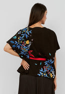 BLACK 花 HANA Embroidery Multiway Top
