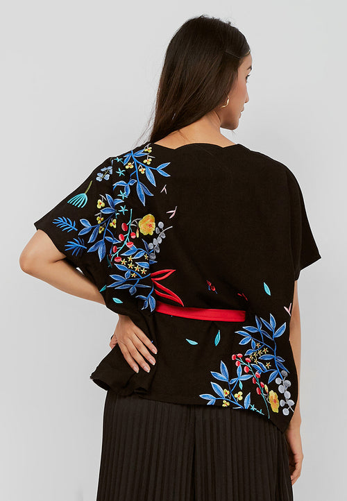 BLACK 花 HANA Embroidery Multiway Top