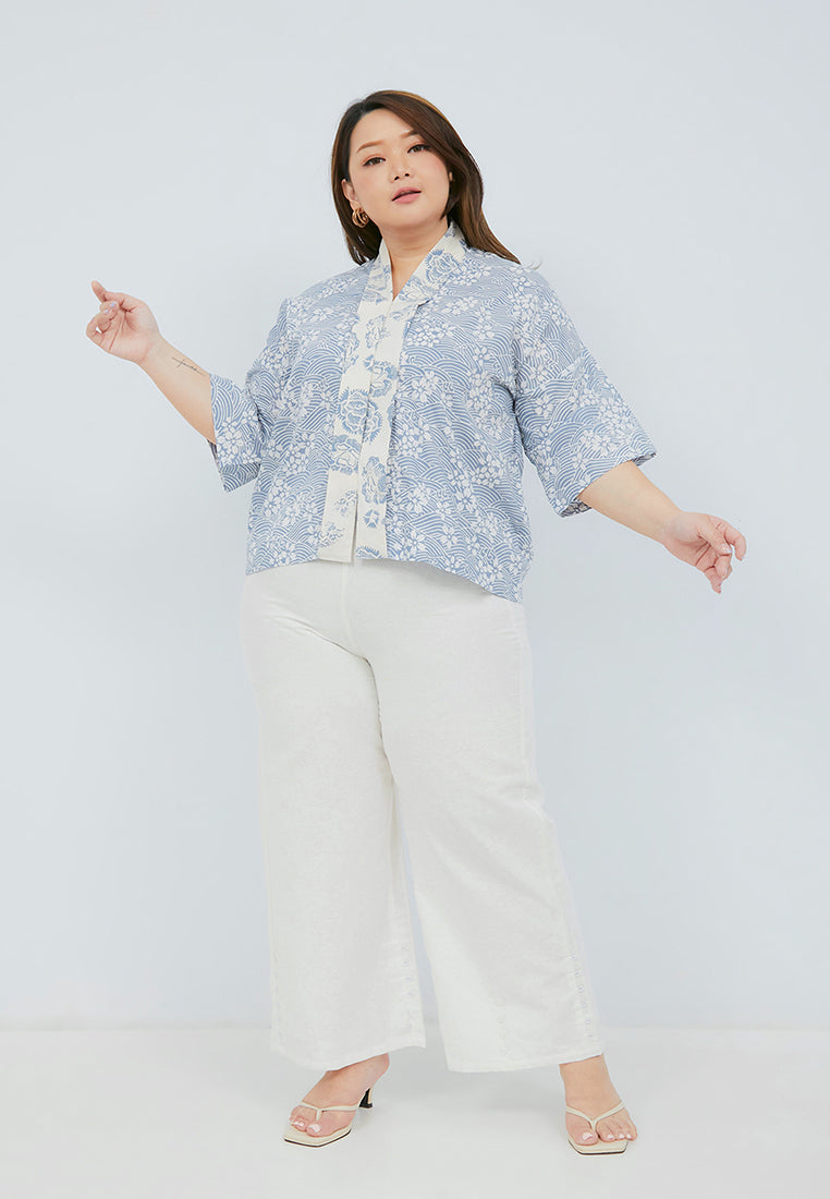 SAKURA さくら Grey 3/4 Sleeve Nyonya Top
