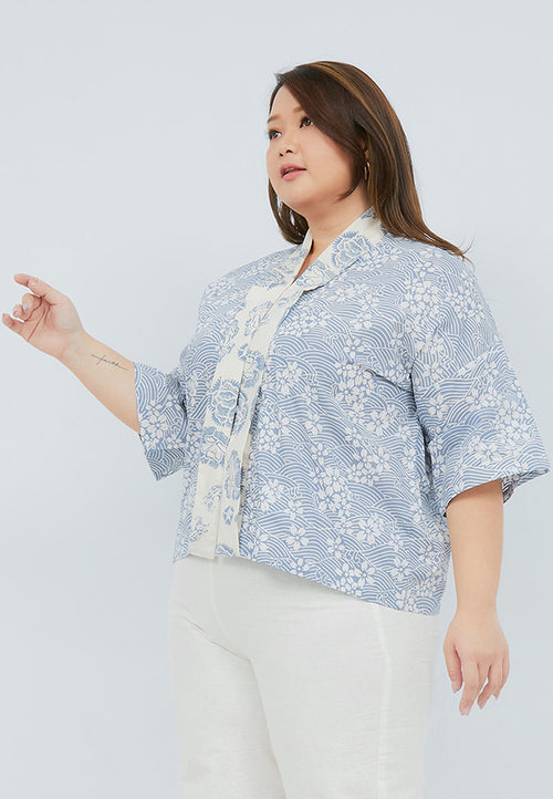 SAKURA さくら Grey 3/4 Sleeve Nyonya Top