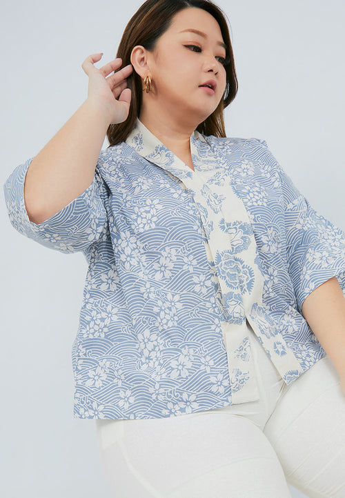 SAKURA さくら Grey 3/4 Sleeve Nyonya Top