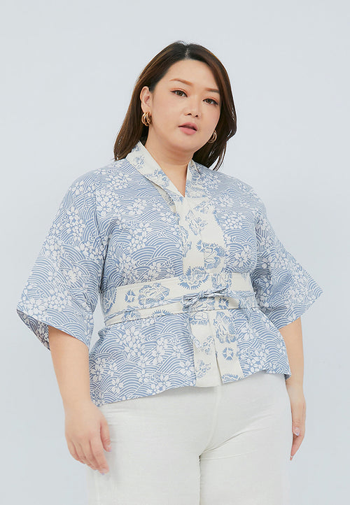 SAKURA さくら Grey 3/4 Sleeve Nyonya Top