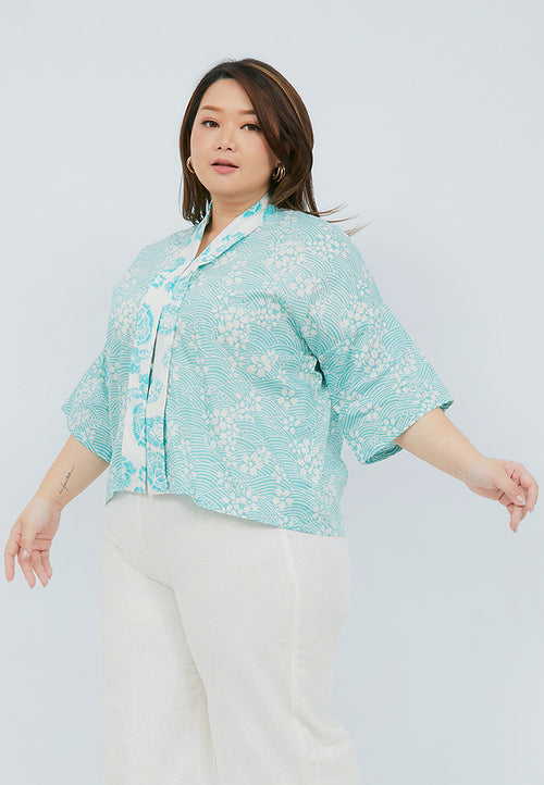 SAKURA さくら Mint 3/4 Sleeve Nyonya Top