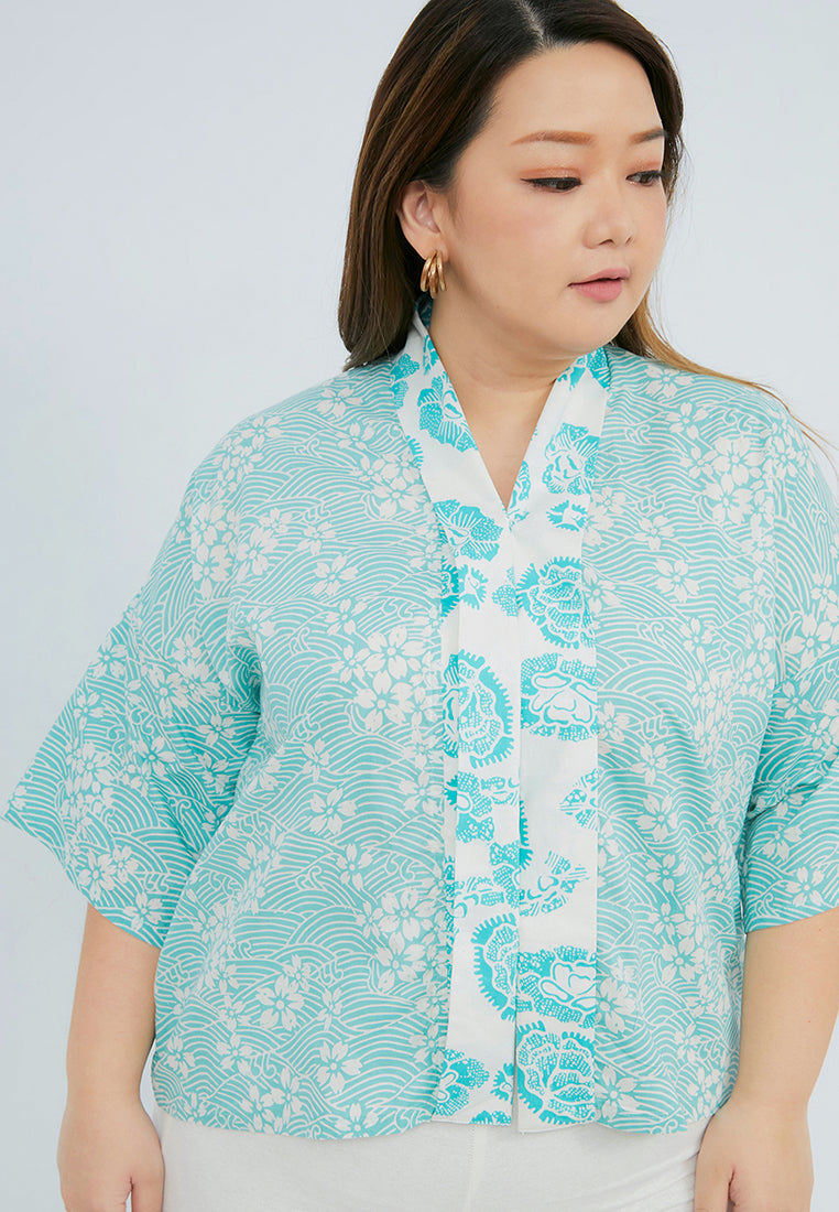 SAKURA さくら Mint 3/4 Sleeve Nyonya Top