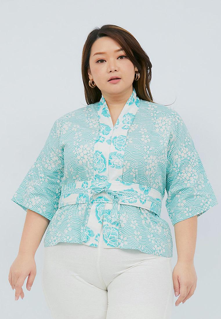 SAKURA さくら Mint 3/4 Sleeve Nyonya Top