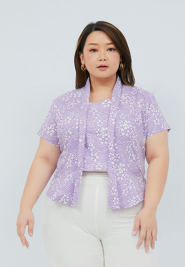 SAKURA さくら Lilac Kebaya Top Batik