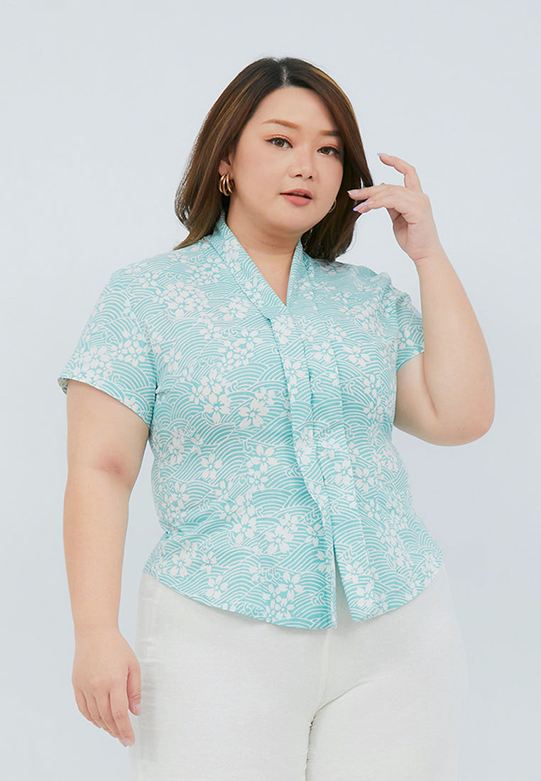 SAKURA さくら Mint Kebaya Top Batik
