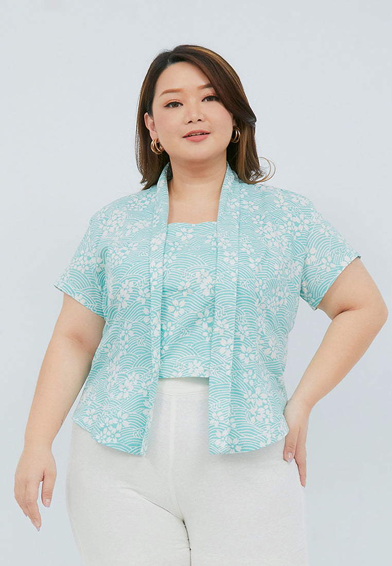 SAKURA さくら Mint Kebaya Top Batik