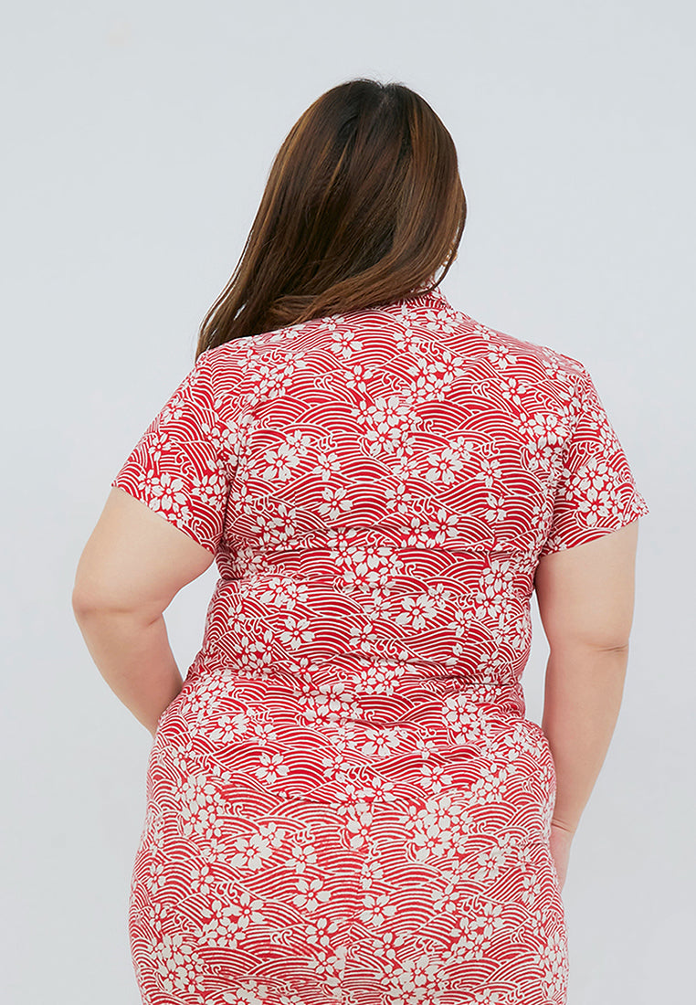 SAKURA さくら Red Kebaya Top Batik