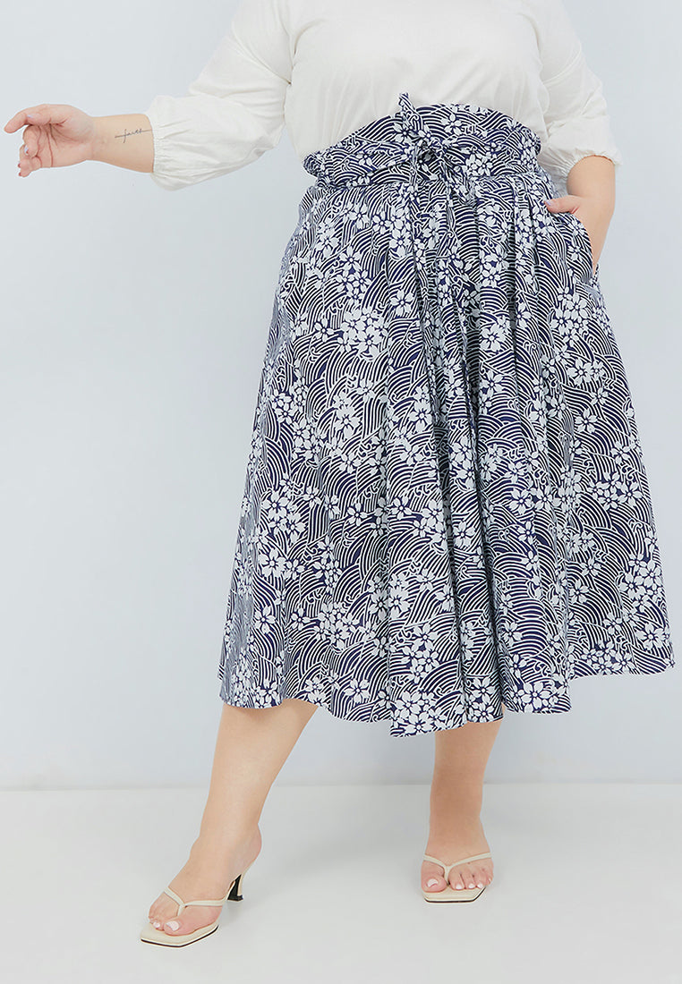 SAKURA さくら NAVY Circle Skirt BATIK